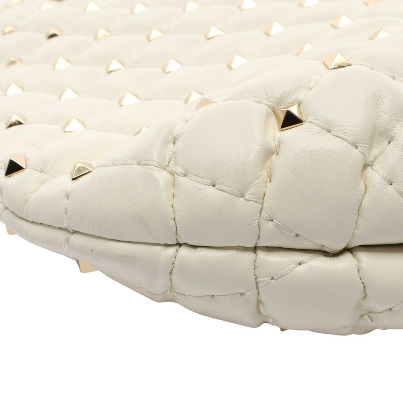 Valentino Garavani Rockstud 小號流浪包鏈條單肩包手提包皮革米色-6