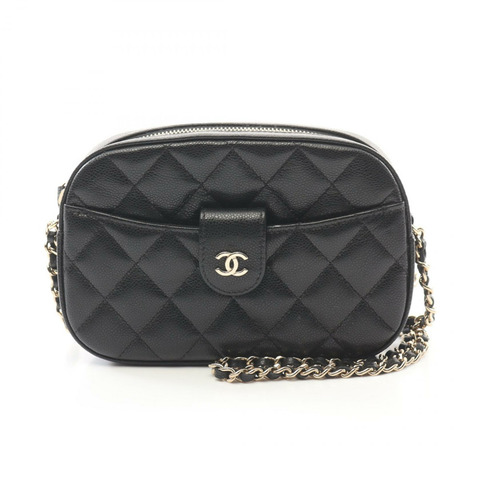 CHANEL Matelasse 相機單肩包 AP3938 粒面小牛皮 黑色 二手 GHW CC