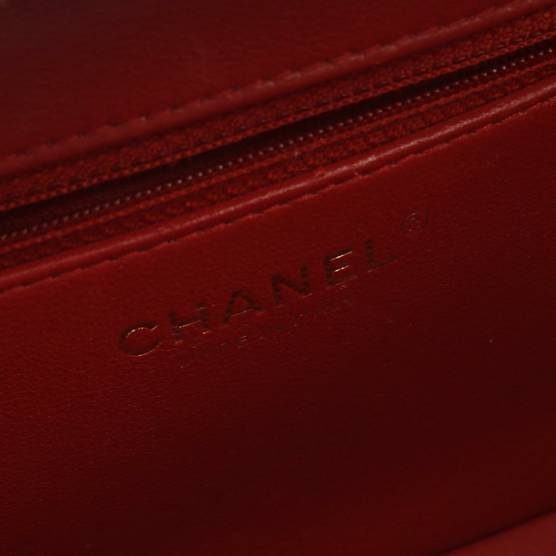 CHANEL Trendy CC 頂部手柄 2way 肩包 羔羊皮 紅色 二手 GHW-3