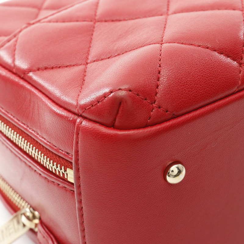 CHANEL Trendy CC 頂部手柄 2way 肩包 羔羊皮 紅色 二手 GHW-5