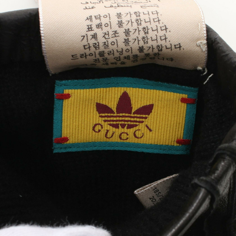 GUCCI adidas 三葉草手套 22cm 皮革 黑色 二手 男款-3
