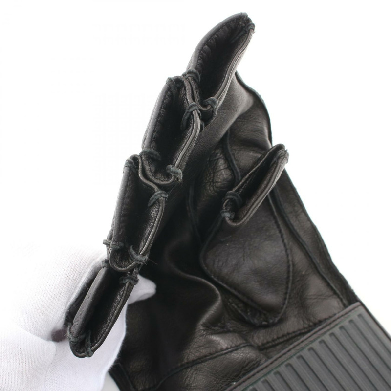 GUCCI adidas 三葉草手套 22cm 皮革 黑色 二手 男款-9