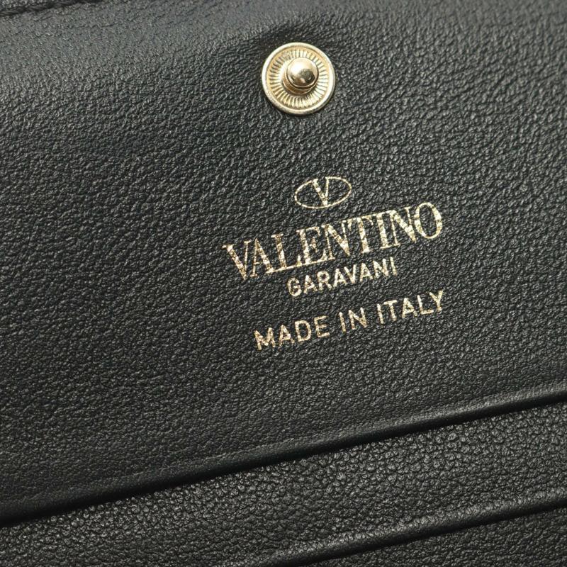 Valentino Garavani Rock 鉚釘雙折皮夾 VW0P0P39BOL 皮革 黑色 二手 女士-3