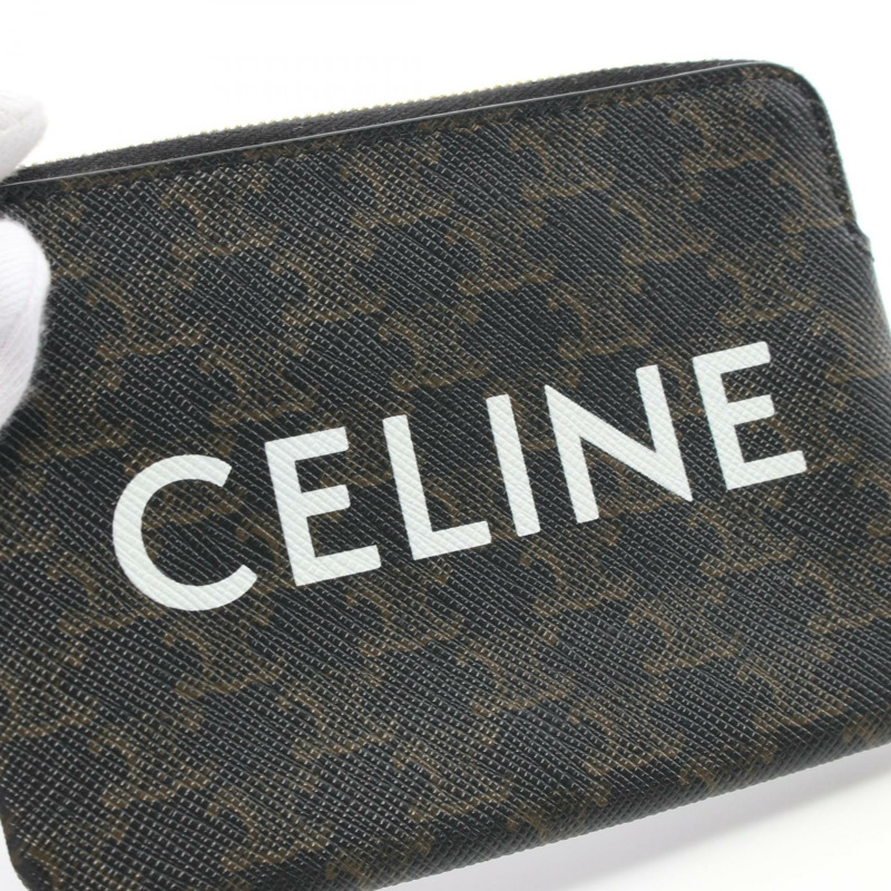 CELINE Triomphe 零錢包 10C662CA2 PVC 塗層帆布 棕色 二手 女士-3