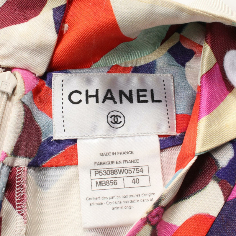 CHANEL 洋裝 #40 短袖 P53088W05754 絲綢米色多色二手-2