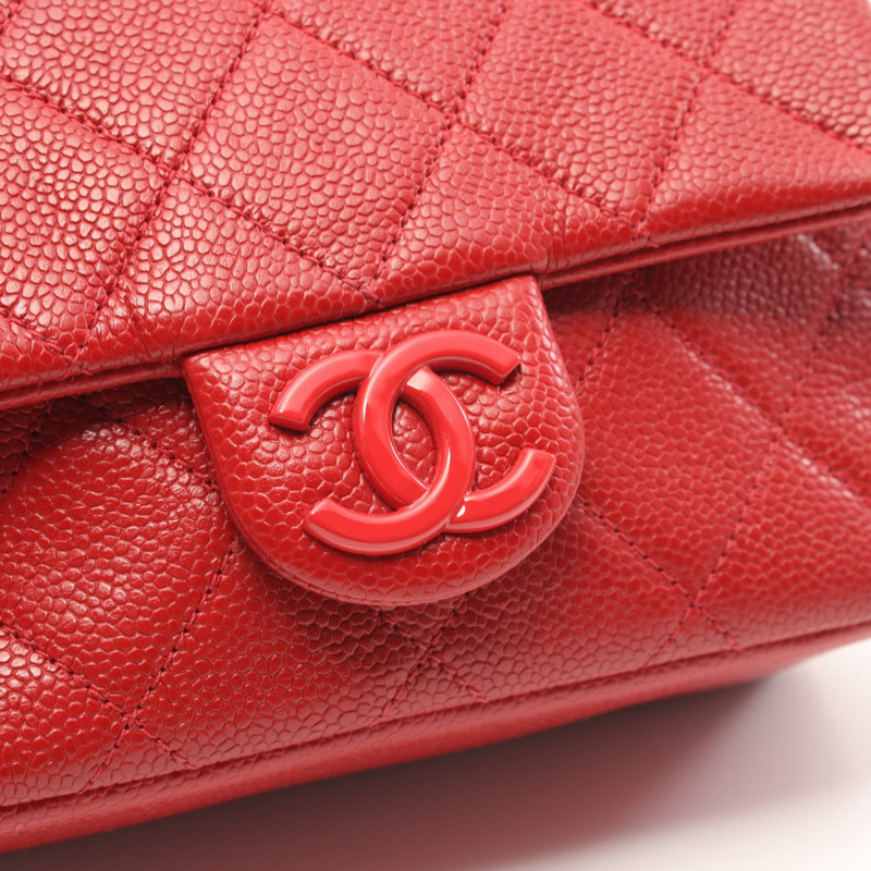 香奈兒 (CHANEL) 菱格紋鏈條肩背包，紅色，二手，女士 CC-6