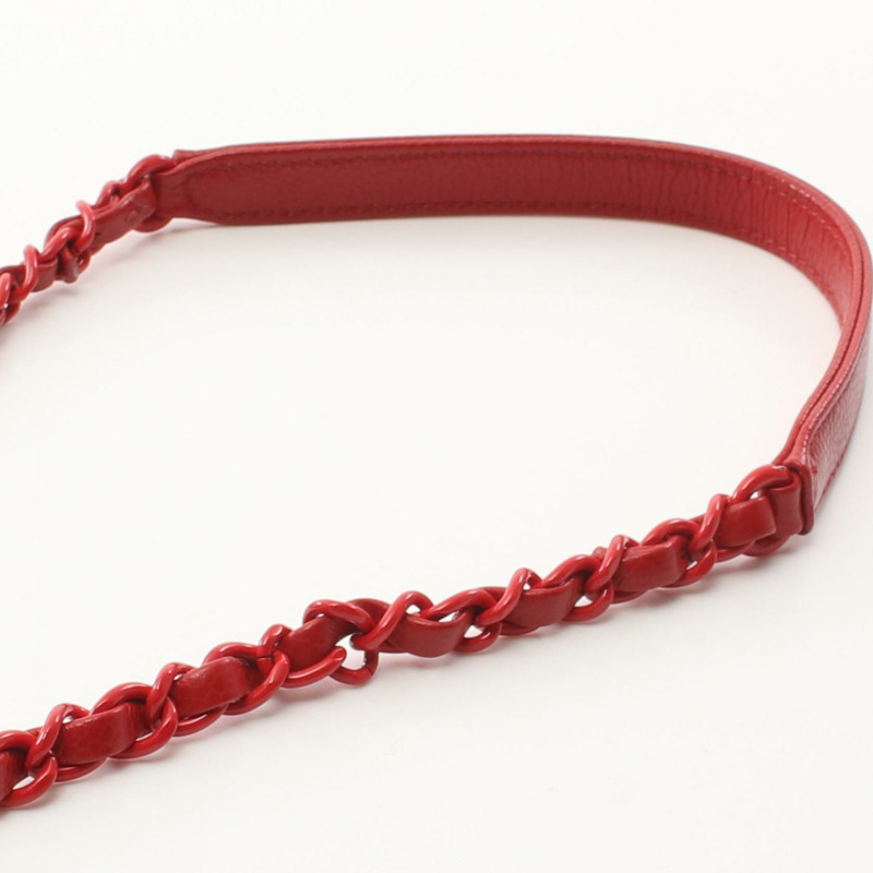 香奈兒 (CHANEL) 菱格紋鏈條肩背包，紅色，二手，女士 CC-8