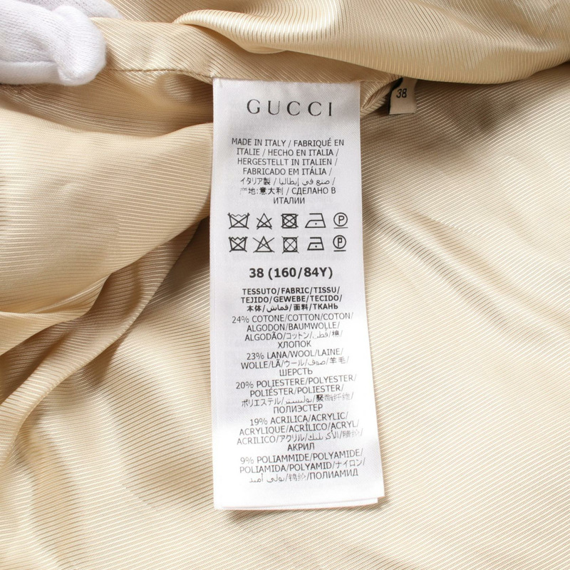 GUCCI 方形 G 格紋 無色外套 652255 羊毛棉 米色海軍藍紅色二手女款-3