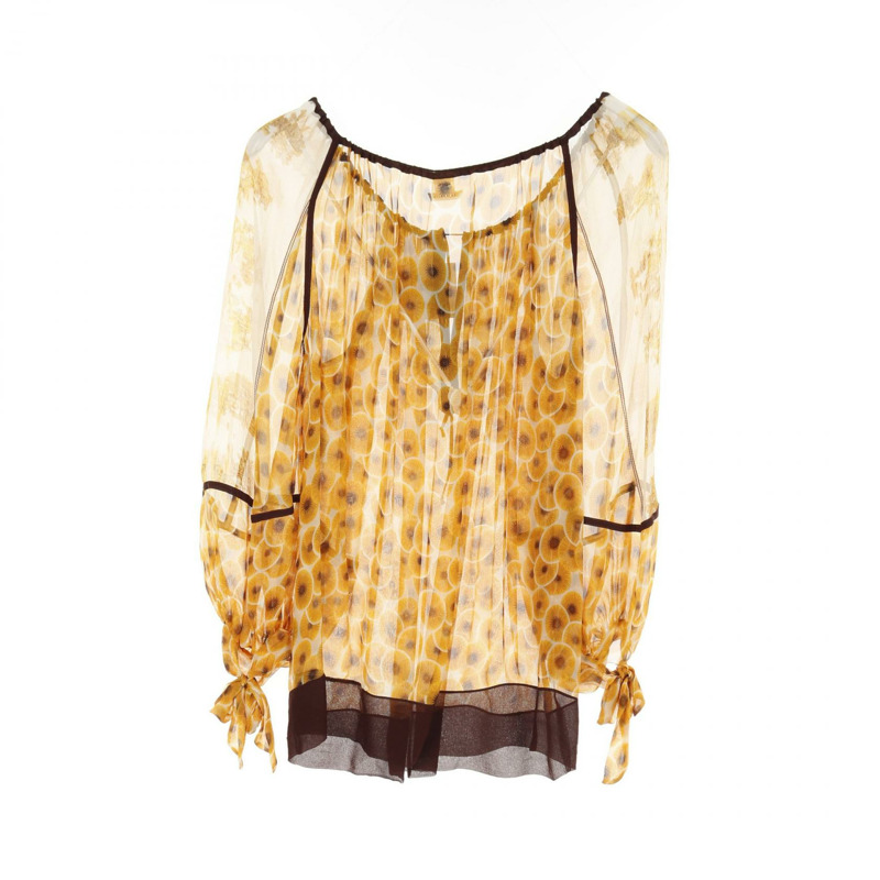 愛馬仕真絲襯衫上衣，橘色、黑色、米色，二手女款，42碼-1