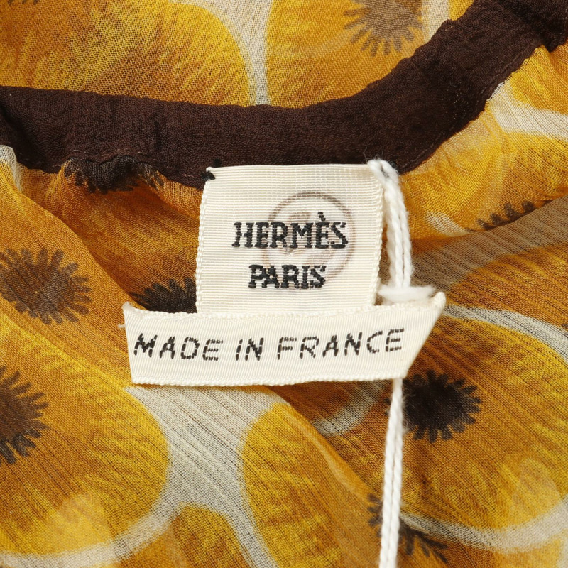 愛馬仕真絲襯衫上衣，橘色、黑色、米色，二手女款，42碼-2