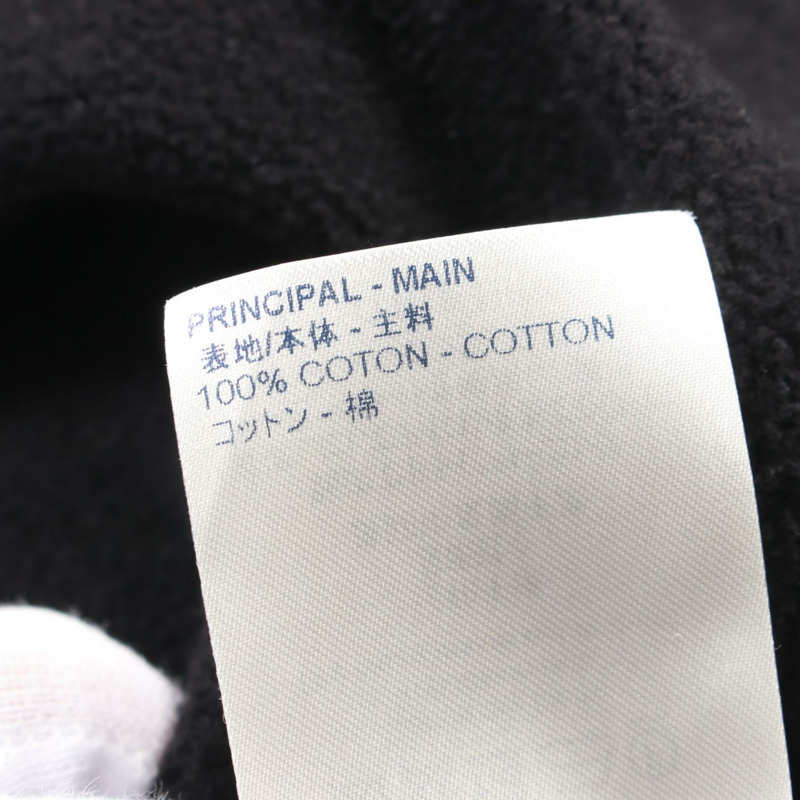 LOUIS VUITTON 字母圓形剪裁連帽衫 RM211Q RLE 棉黑色二手男款 XL-3