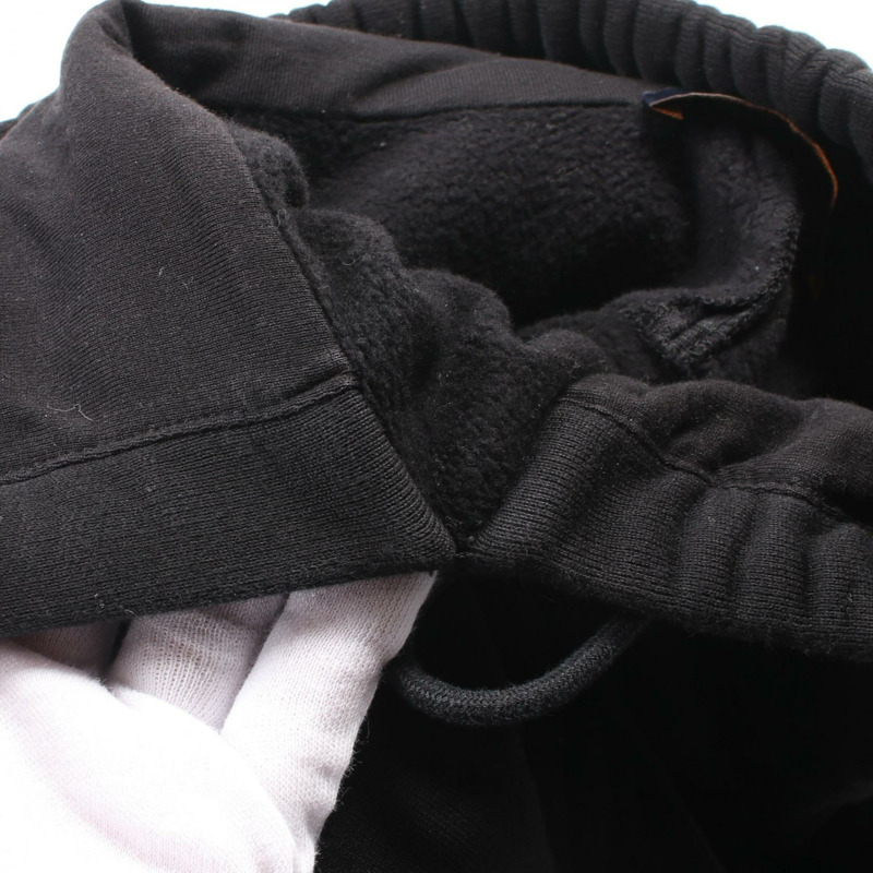 LOUIS VUITTON 字母圓形剪裁連帽衫 RM211Q RLE 棉黑色二手男款 XL-7