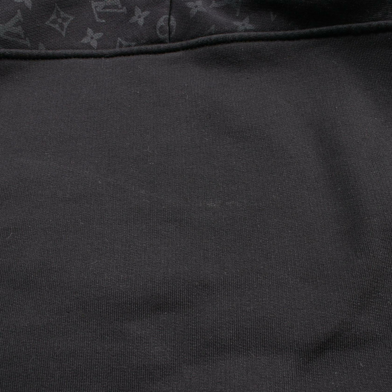 LOUIS VUITTON 字母圓形剪裁連帽衫 RM211Q RLE 棉黑色二手男款 XL-8