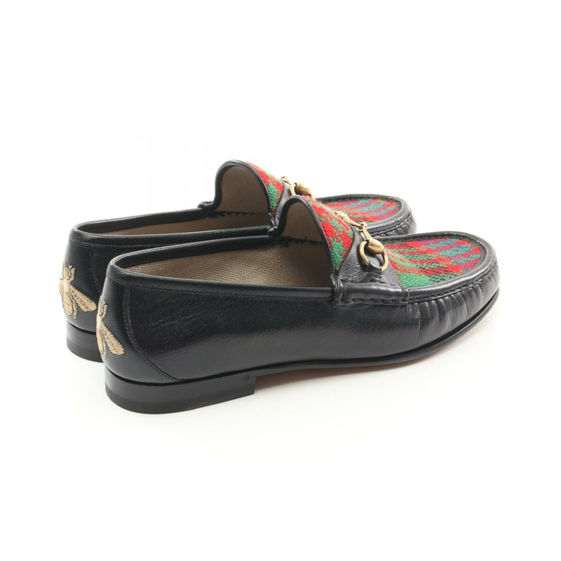 GUCCI 馬銜扣樂福鞋 皮革布料 黑色 綠色 多色 二手 男士-1