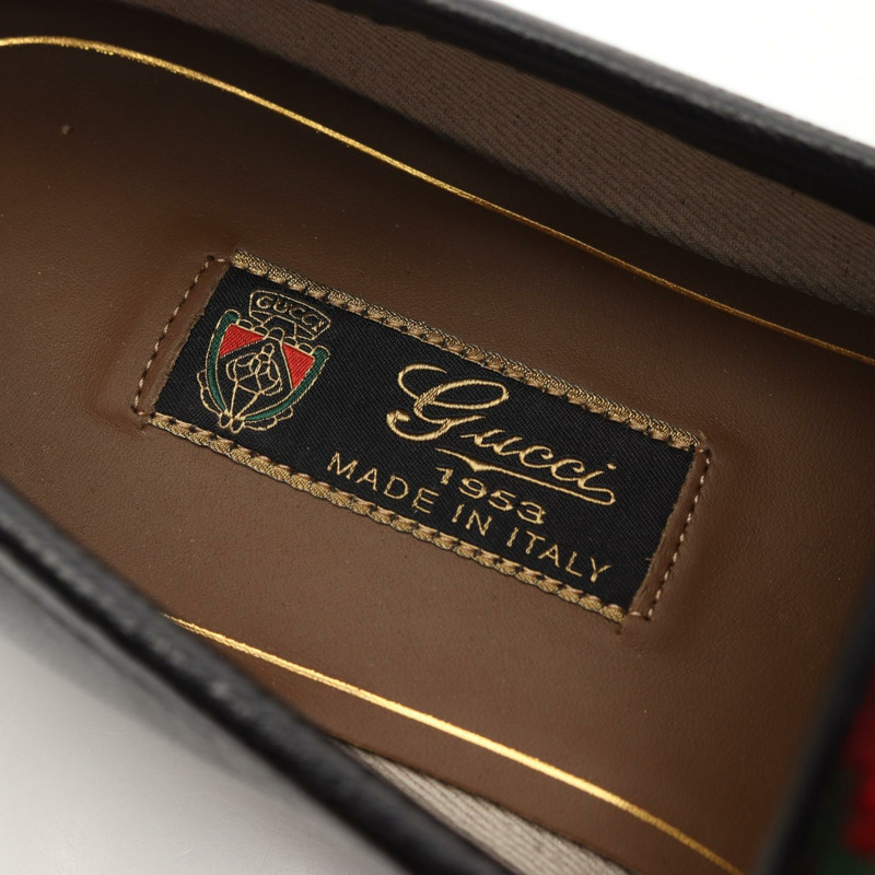 GUCCI 馬銜扣樂福鞋 皮革布料 黑色 綠色 多色 二手 男士-4