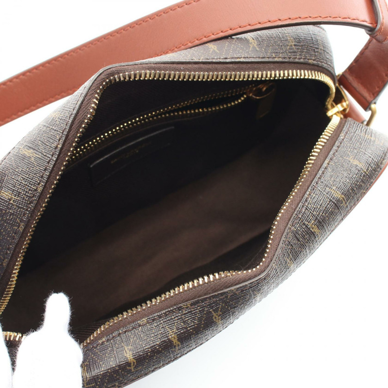 SAINT LAURENT Monogram 相機單肩包 669957 帆布皮革棕色二手-2
