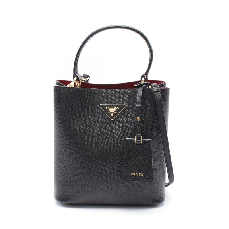 PRADA SAFFIANO CUIR C 手提肩斜背包 1BA212 皮革 黑色 二手-0