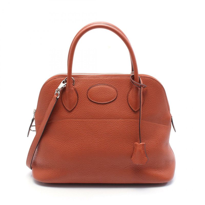 HERMES Bolide31 兩用單肩包 Clemence 皮革 棕色 二手 X SHW 女士-0