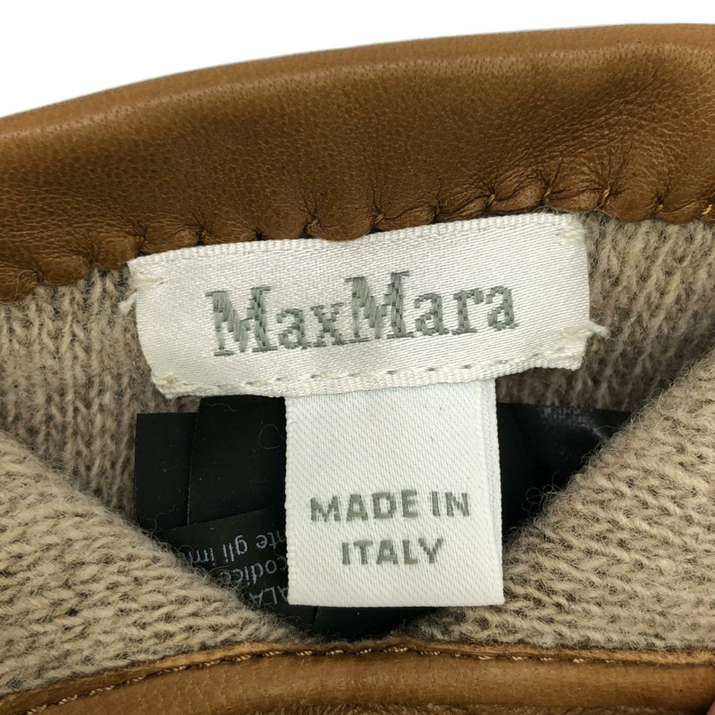 MAX MARA 手套 手套 皮革 棕色 二手 女士-8
