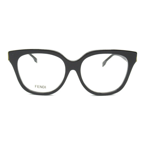 FENDI 日期眼鏡 眼鏡 50064F001(57) 醋酸纖維 黑色 透明 全新 男女通用