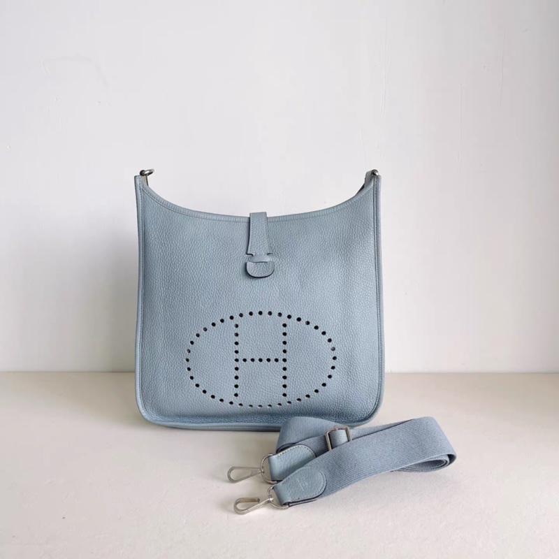 98新 Hermes愛馬仕 亞麻藍伊芙琳evelyne 31，-1