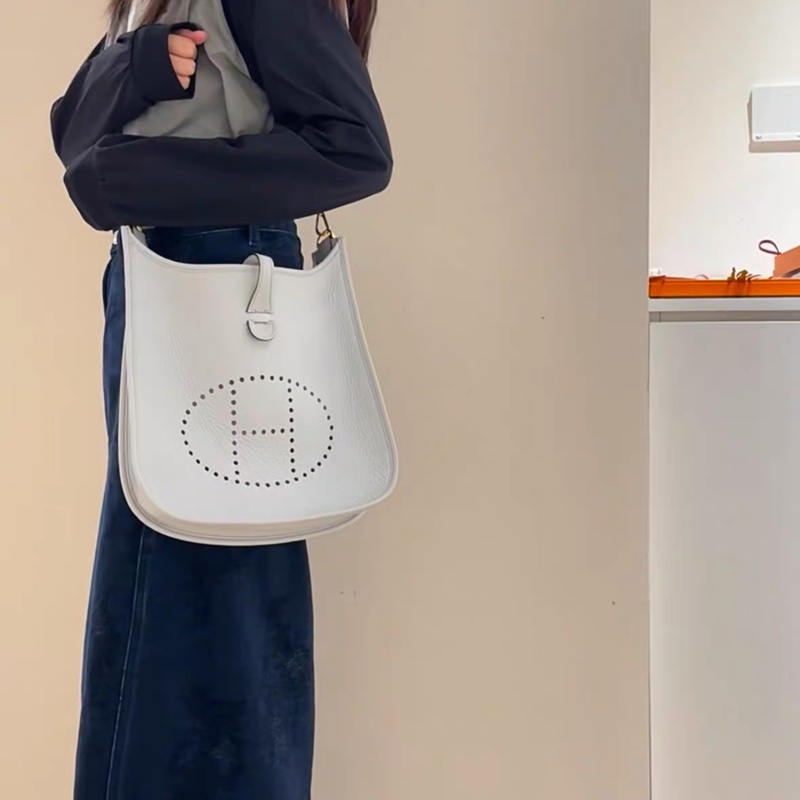 98新 Hermes愛馬仕 亞麻藍伊芙琳evelyne 31，-8