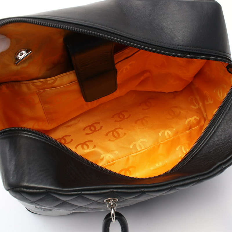 CHANEL Cambon 系列 手提保齡球包 皮革 黑色 灰色 二手 SHW-2