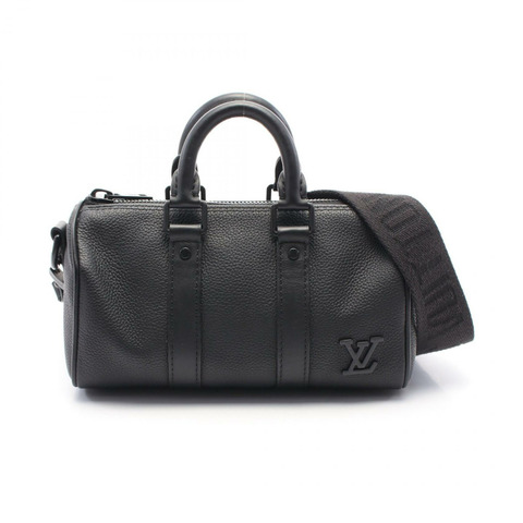 LOUIS VUITTON Keepall XS 斜背包手提包 M80950 Aerogram 皮革黑色二手