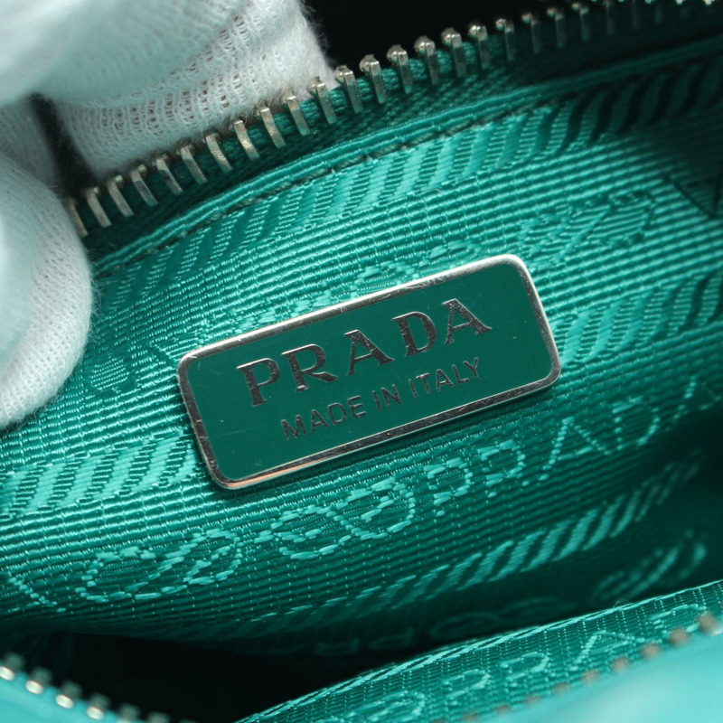 PRADA 手提斜背包 1BG418 皮革 藍色 綠色 二手-3