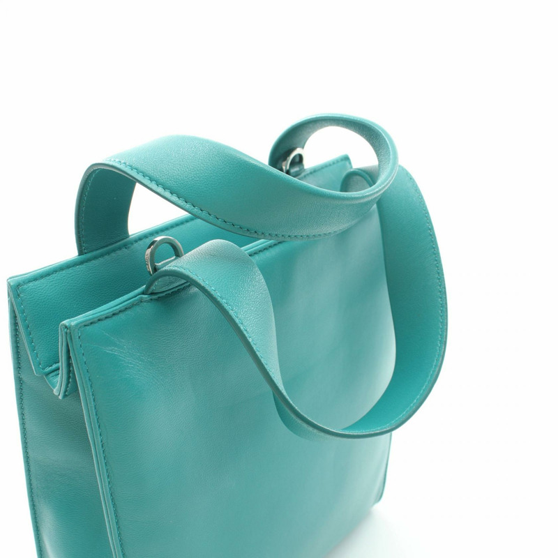 PRADA 手提斜背包 1BG418 皮革 藍色 綠色 二手-10