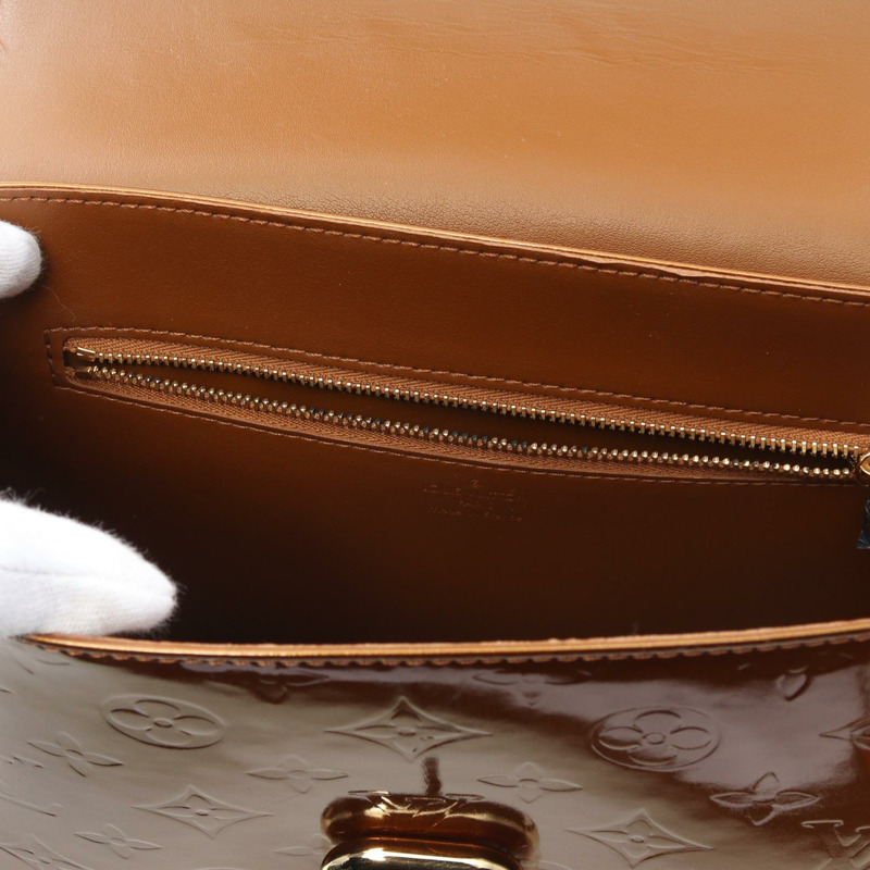 LOUIS VUITTON Christie GM 單肩包 M91107 漆皮 棕色 二手 女士 LV-5