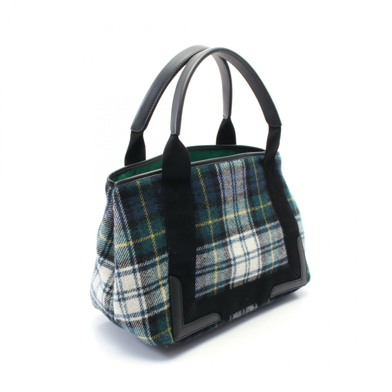 BALENCIAGA 海軍藍 CABAS S 手提包 339933 羊毛皮革 綠色 黑色 二手 女士-1