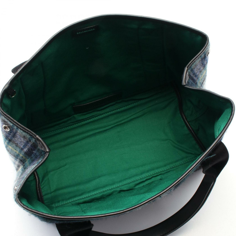 BALENCIAGA 海軍藍 CABAS S 手提包 339933 羊毛皮革 綠色 黑色 二手 女士-2