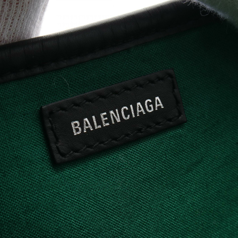 BALENCIAGA 海軍藍 CABAS S 手提包 339933 羊毛皮革 綠色 黑色 二手 女士-3