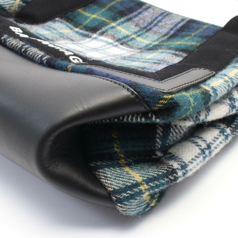 BALENCIAGA 海軍藍 CABAS S 手提包 339933 羊毛皮革 綠色 黑色 二手 女士-5