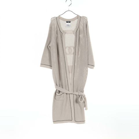 CHANEL COCO Mark 開襟衫針織 P34800K01095 人造絲聚酯米色二手女款 #38