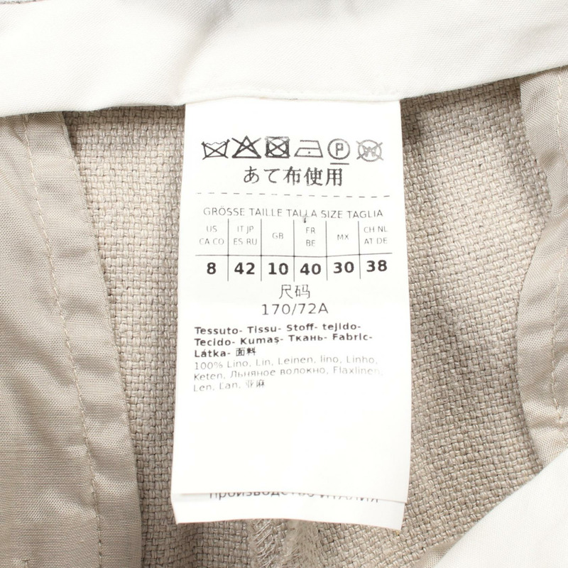 MAX MARA 亞麻長褲,帶有褶襉,褲子佈料,米色,二手,女士-3
