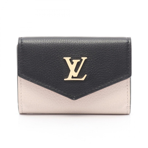 LOUIS VUITTON Portefeuille Rock Mini 黑色奶油玫瑰色三折皮夾 M80984 皮革 黑色米色粉紅色 二手 女士