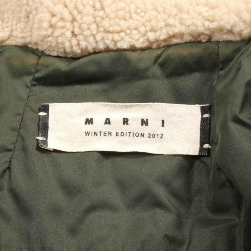 MARNI 羽絨外套 W12CPMAM08NQWTN218-Y 尼龍羊毛皮革卡其色黑色二手女款-2