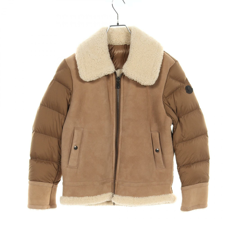 MONCLER CURVAL 羽絨外套 尼龍皮革 米色 二手 女款-0