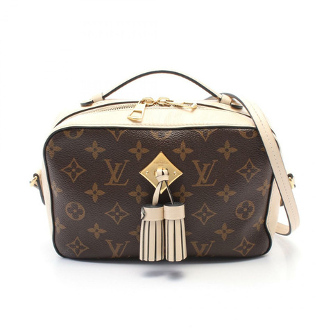 LOUIS VUITTON Saintonge Monogram Crme 單肩包 M43559 PVC 塗層帆布皮革棕色米色二手女士