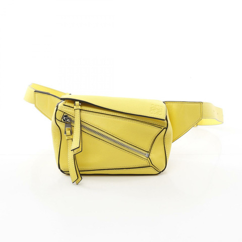 LOEWE Puzzle Bum 迷你腰包 B510U89X02 皮革 黃色 二手