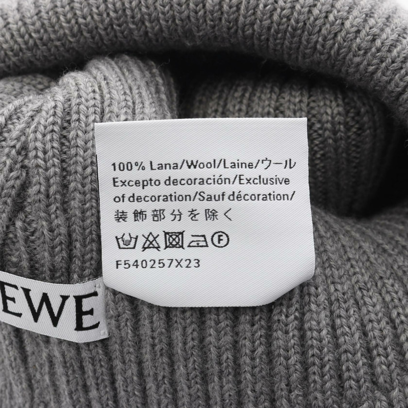 LOEWE 針織帽 羊毛 灰色 二手 女士-4