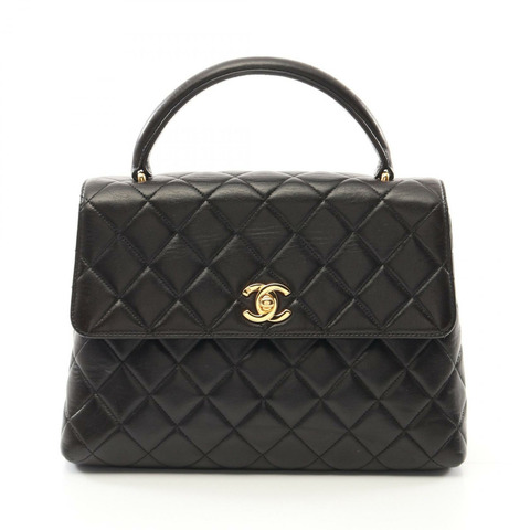 CHANEL Matelasse 手提包 小羊皮 黑色 二手 GHW