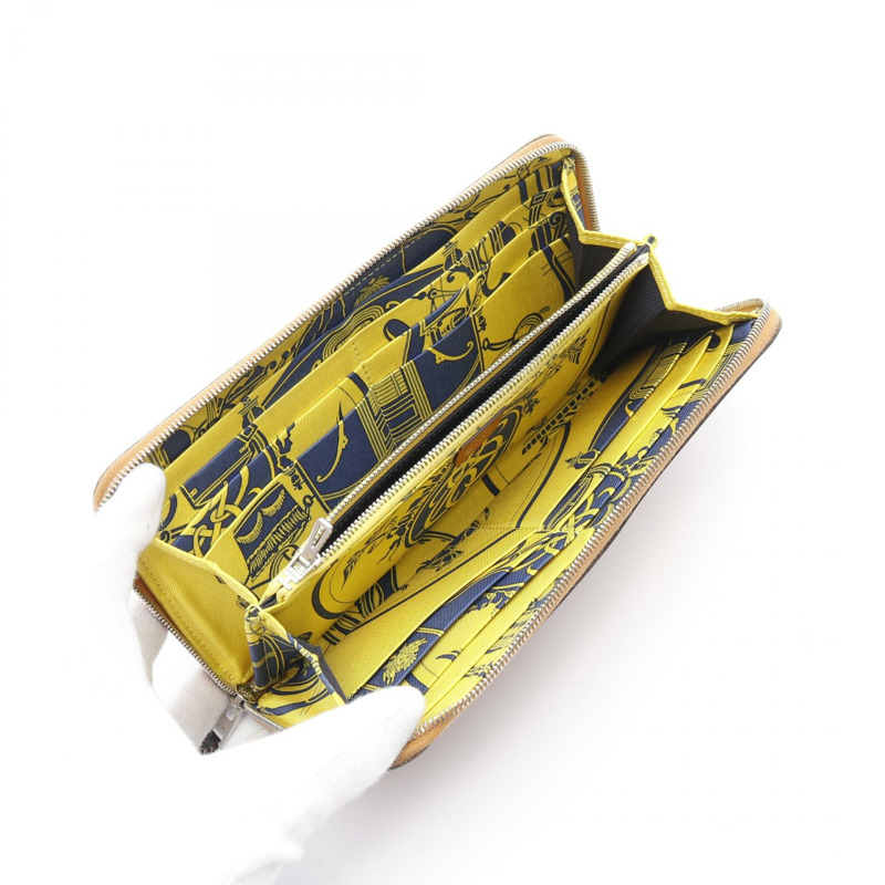 愛馬仕 Azap 長版 SilkIn Around 拉鍊皮夾 X Epsom 金色二手 SHW-2