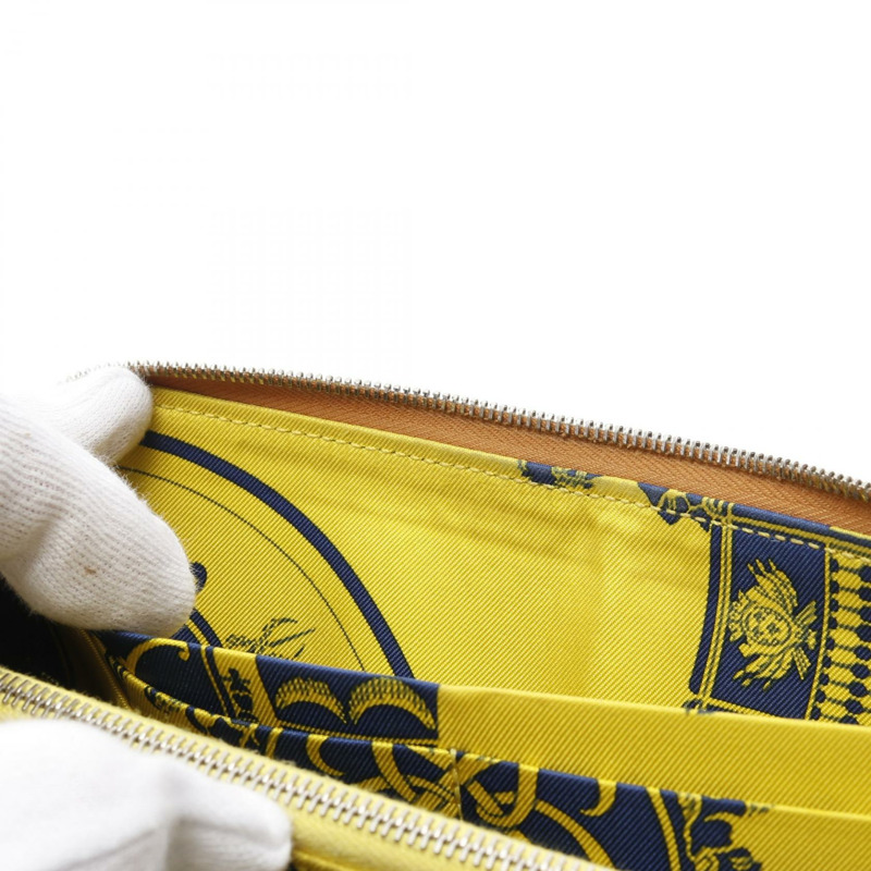 愛馬仕 Azap 長版 SilkIn Around 拉鍊皮夾 X Epsom 金色二手 SHW-6