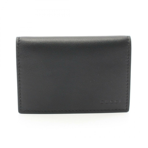 GUCCI GG Supreme 卡夾 818956 皮革 PVC 塗層帆布 黑色 二手 男士