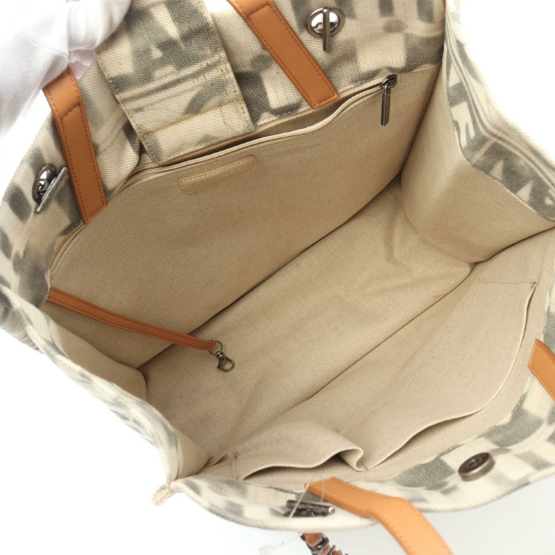 CHANEL COCO Mark 手提包鏈條單肩包帆布皮革灰色駝色二手 SHW-2