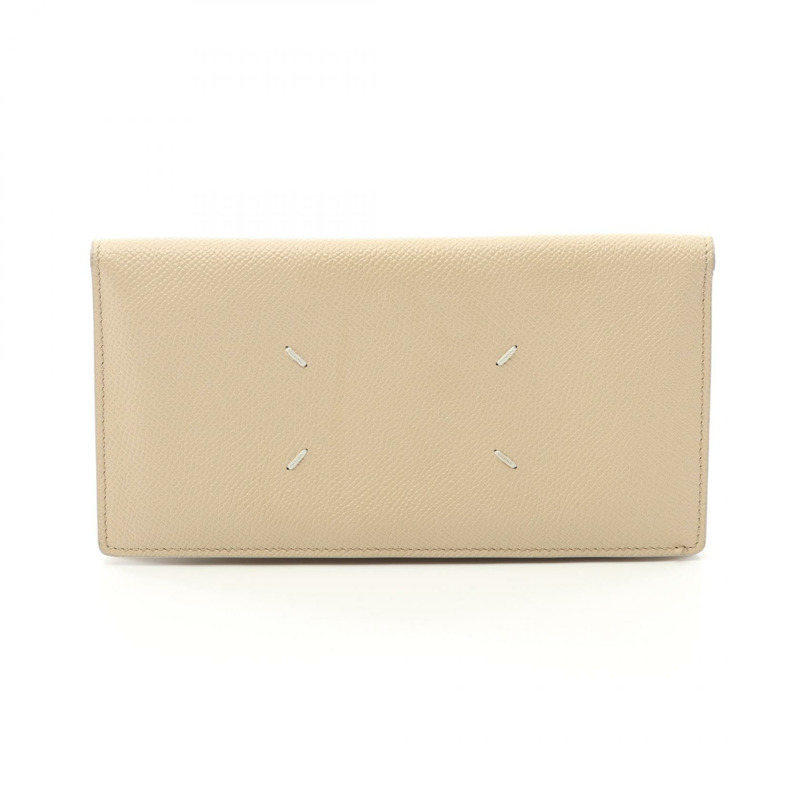 Maison Margiela 縫線雙折錢包 SA1UI0021 皮革米色二手男女通用-0