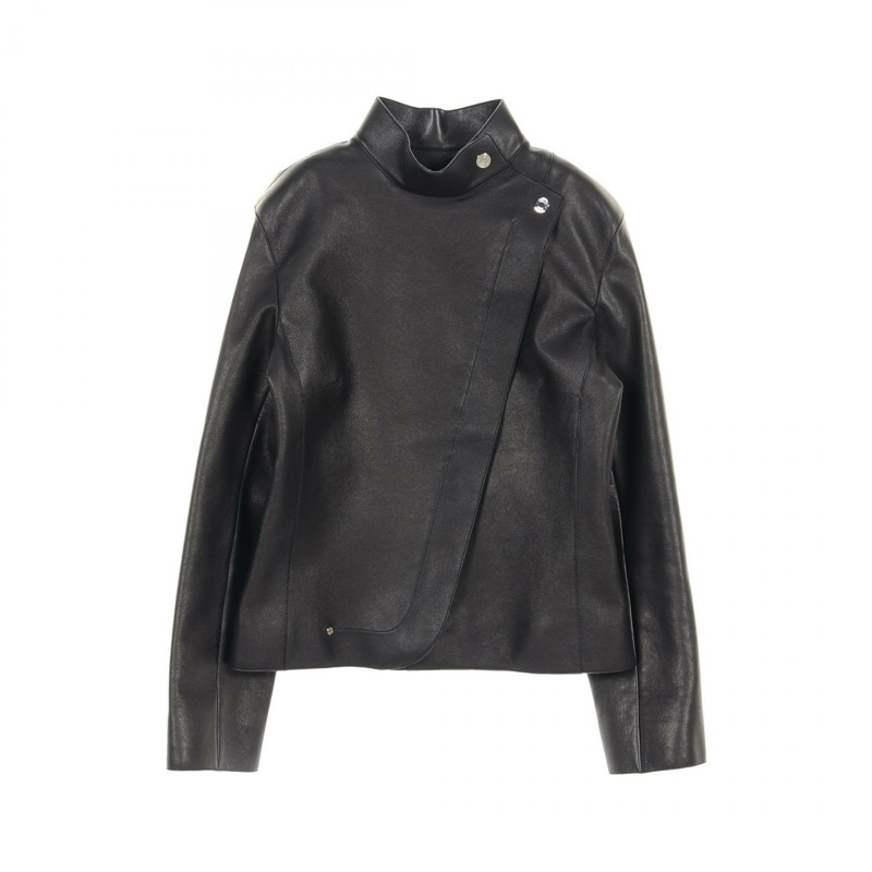 HERMES Serie 紐扣皮革牛仔褲 20AW 山羊皮革 黑色 二手 女士-0